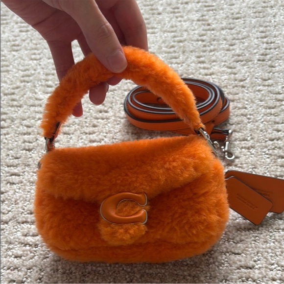 Coach orange lil nas x drop tabby bag in 12 shearling mini purse crossbody NWOT - Picture 5 of 7
